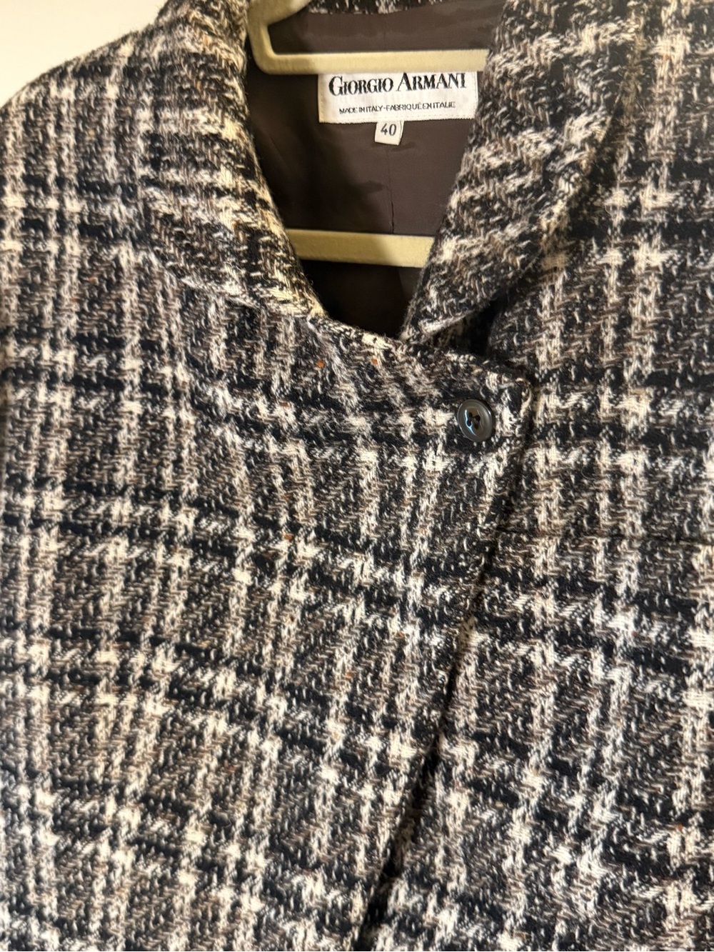Giorgio ARMANI Black & White Plaid Cropped Wool Jacket Vintage 1980s - Picture 7 of 16